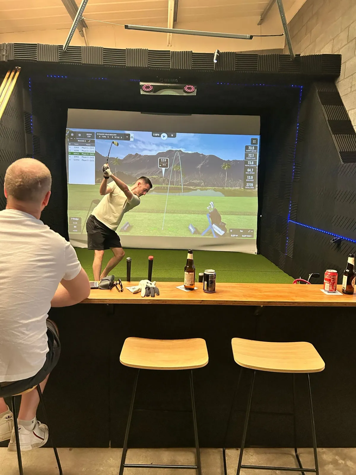 A golf simulator bay ready to play at Virtual Fairways, Darlington